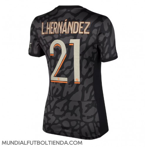 Camiseta Paris Saint-Germain Lucas Hernandez #21 Tercera Equipación Replica 2023-24 para mujer mangas cortas